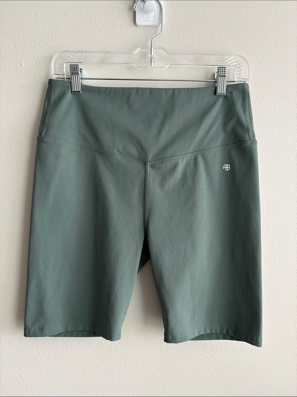 Anine Bing Olive Green High-Rise Bike Shorts